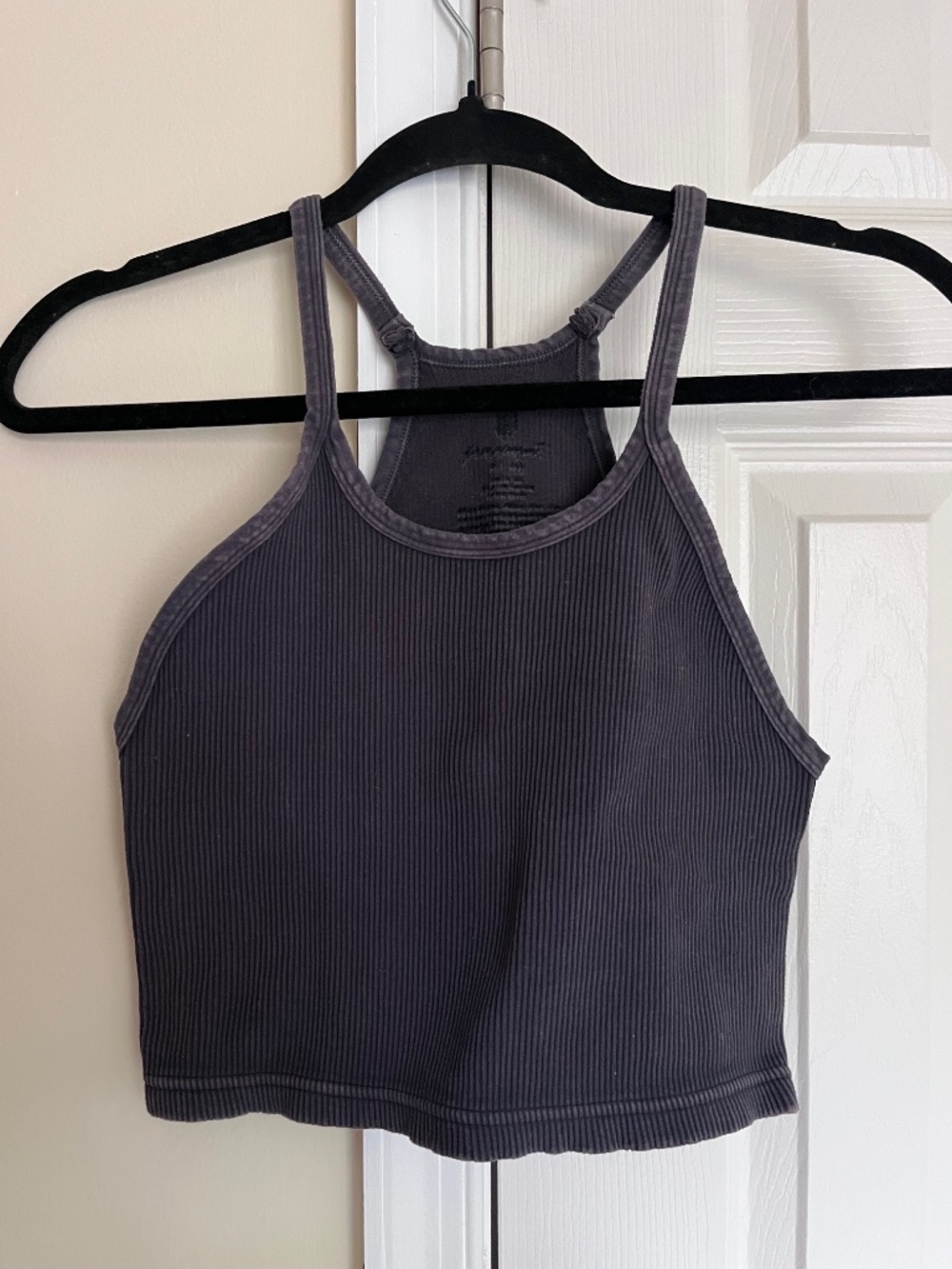 FP Movement by Free People Dark Grey Happiness Runs Racerback Crop M/L Tank